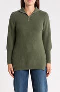PATRIZIA LUCA Ribbed Quarter Zip Sweater