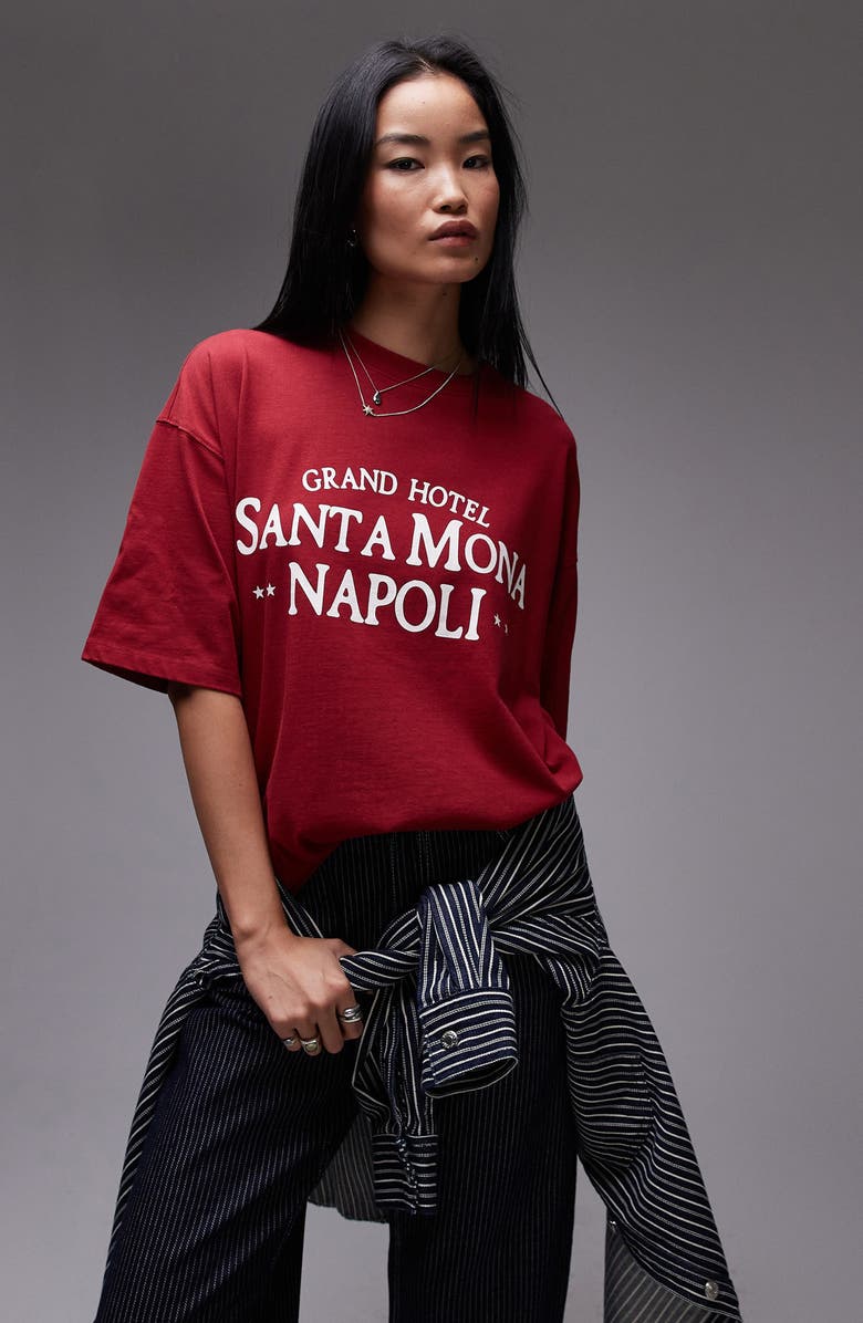 Topshop Santa Mona Napoli Oversize Graphic T-Shirt, Main, color, 