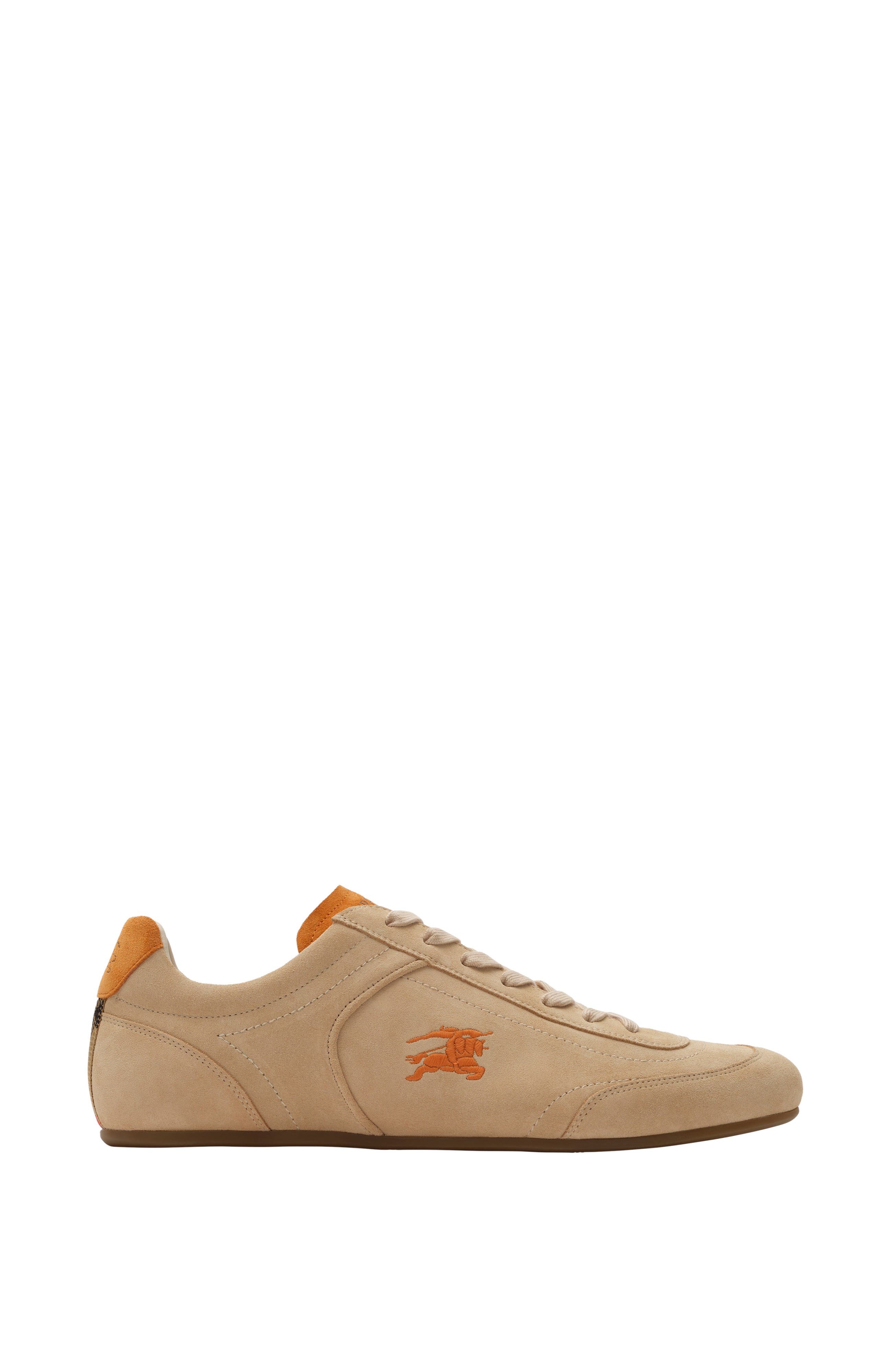 Burberry Suede Knight Runner Sneakers, Main, color, Flax/Pumpkin Orange