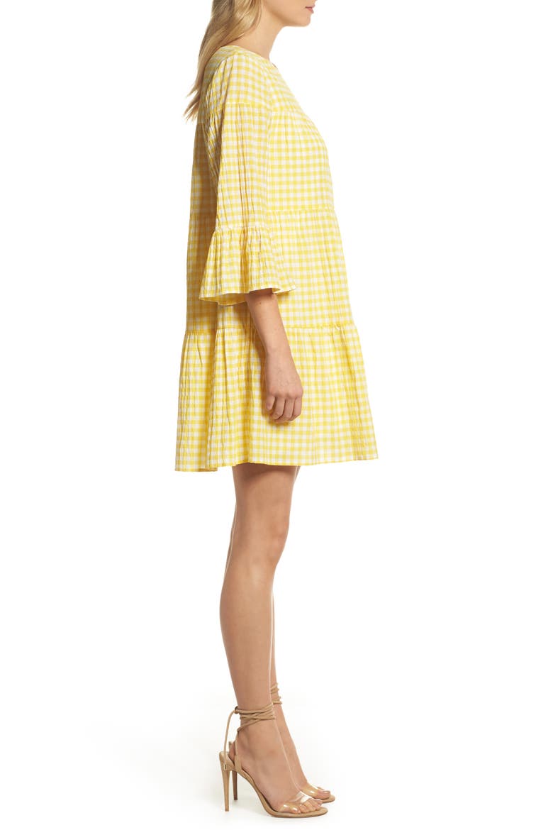 Gingham Swing Dress, Alternate, color, YELLOW/ WHITE