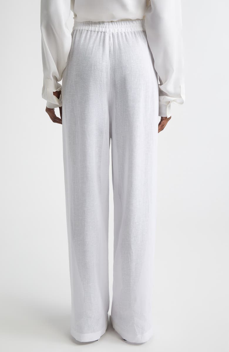 Michael Kors Collection Pleated Wide Leg Linen Pajama Pants, Alternate, color, Optic White