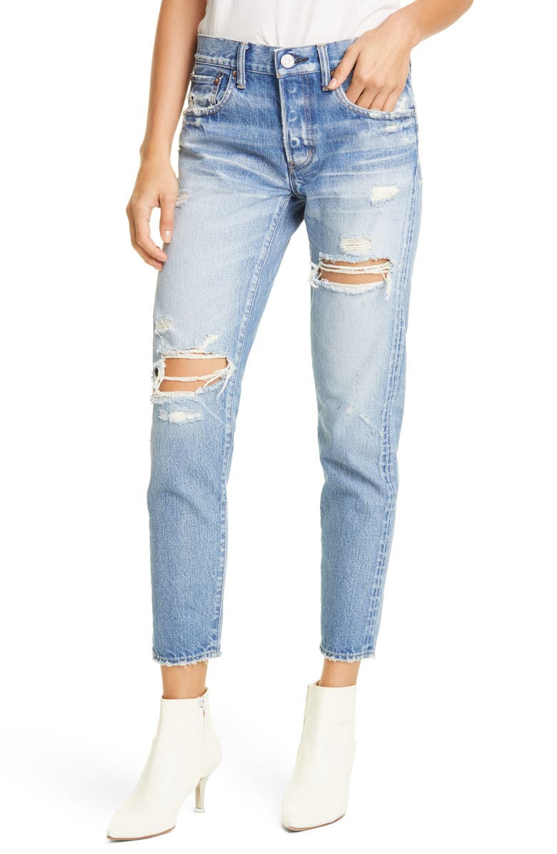 MOUSSY Bowie Ripped Tapered Jeans, Main, color, 