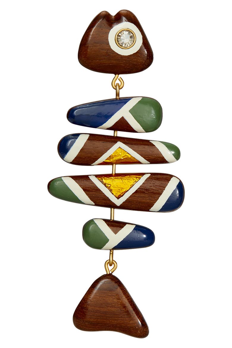 Geo Fish Mismatched Drop Earrings, Alternate, color, ROLLED GOLD / MULTI