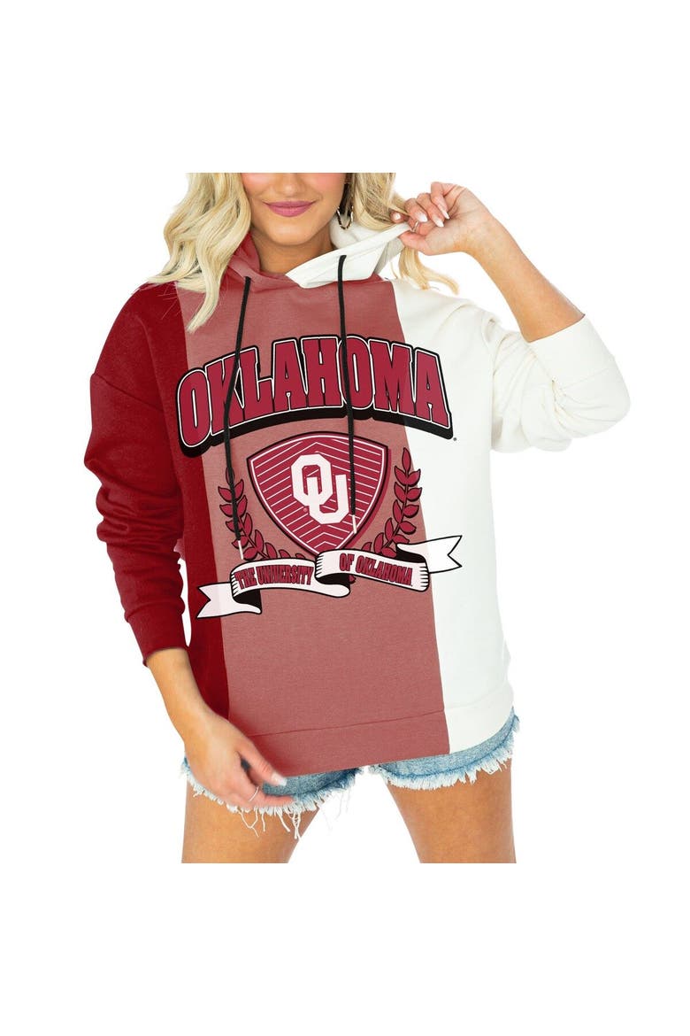 Women's Gameday Couture Crimson Oklahoma Sooners Hall of Fame Colorblock Pullover Hoodie, Main, color, Crimson