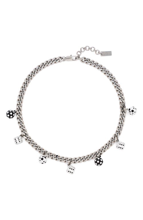 Marc Jacobs Dice Charm Necklace In Gray