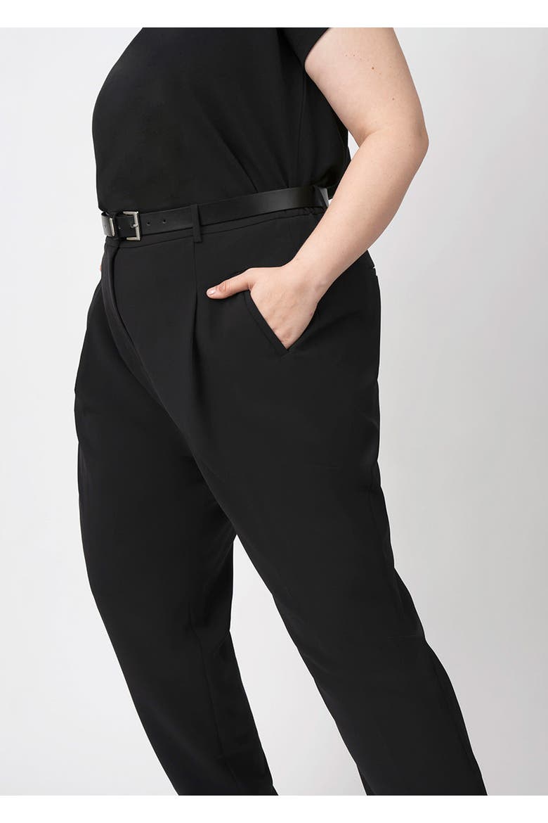Stretch Crepe Pleated Plus Size Trouser, Alternate, color, Jet Black
