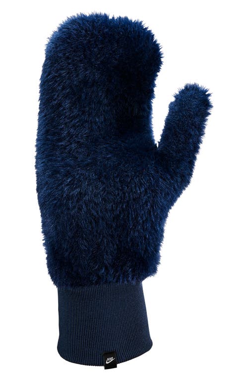 Nike Plush Knit Mittens In Blue