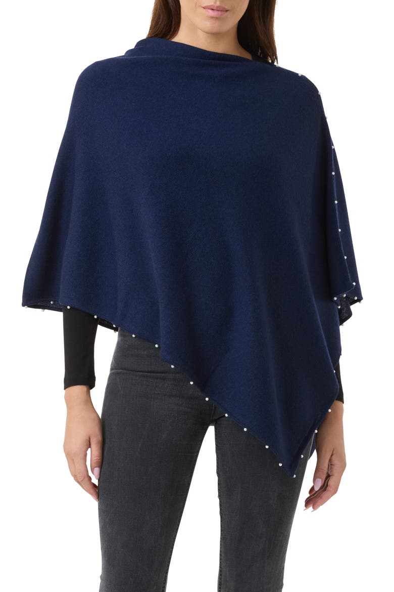 Wool & Cashmere Poncho, Main, color, NAVY