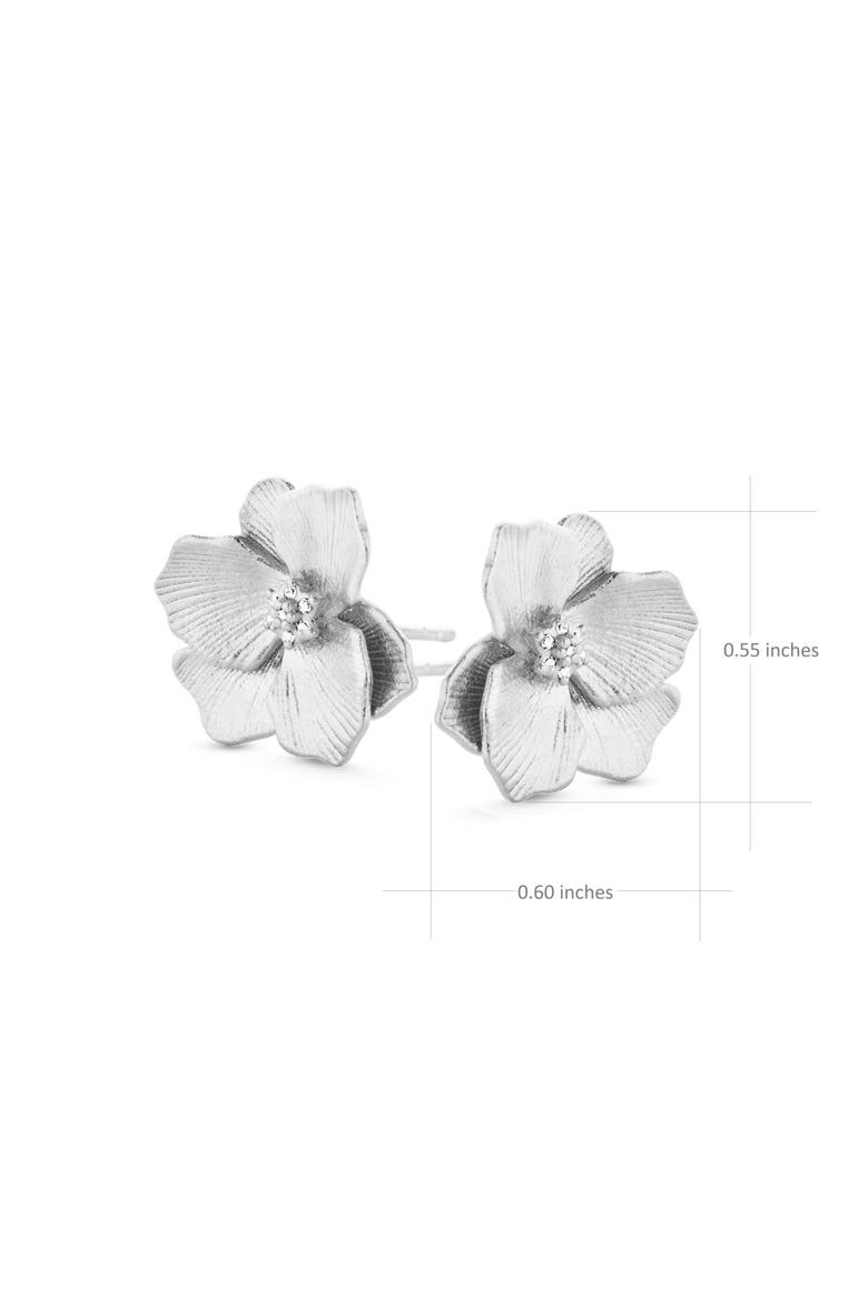 Jasmine Diamond Studs |  14 natural diamonds | 925 Sterling Silver | Earrings | Pin | Rhodium Plated, Alternate, color, Silver