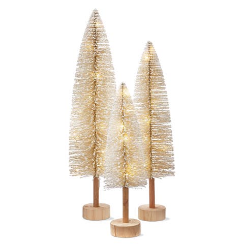 First Snow Lightup Christmas Bottle Brush Tree Set of 3