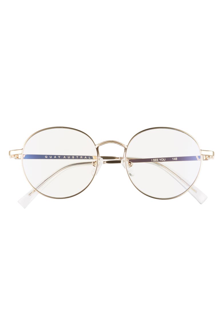 Australia I See You 51mm Round Fashion Glasses, Alternate, color, GOLD/ CLEAR