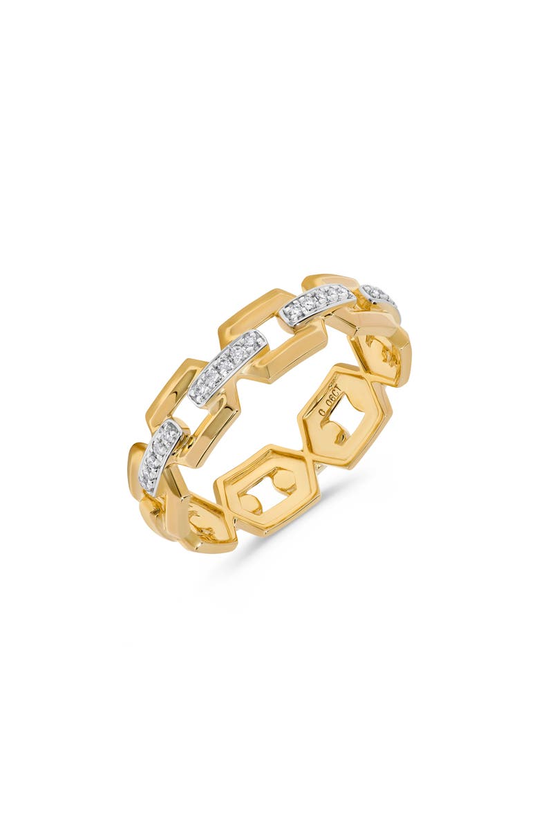 H.J. Namdar 14K Gold Pavé Diamond Link Chain Ring, Alternate, color, Yellow Gold