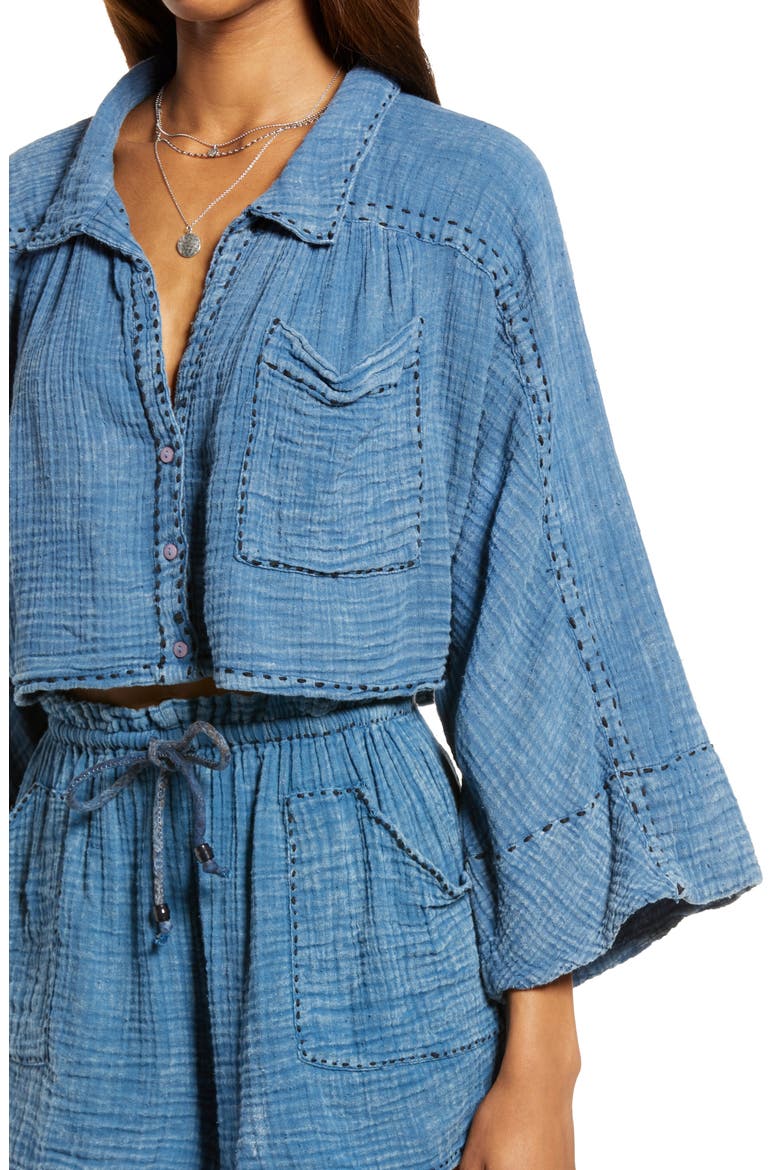 Elora Crop Shirt & Shorts Set, Alternate, color, DEEPER SEAS