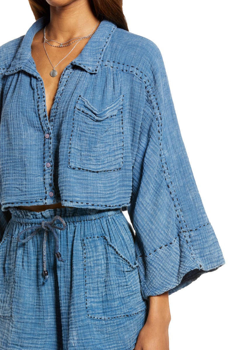 Free People Elora Crop Shirt & Shorts Set, Alternate, color, 