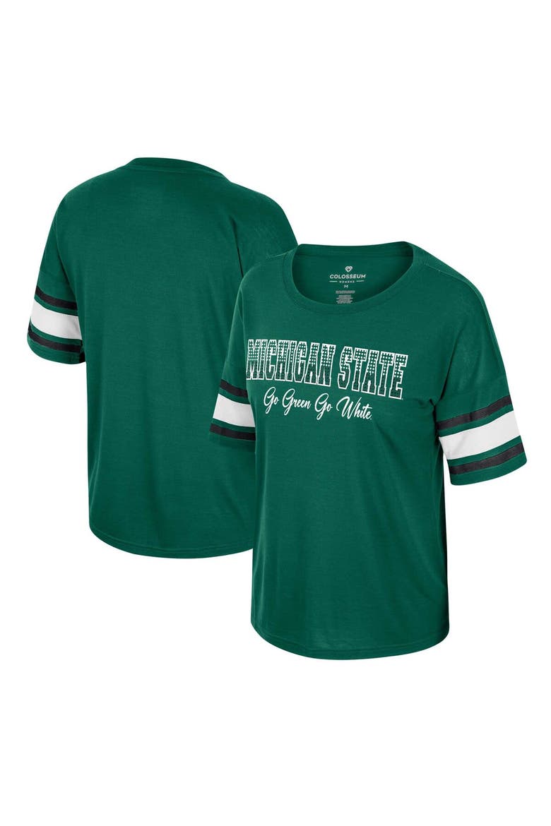 Women's Colosseum Green Michigan State Spartans I'm Gliding Here Rhinestone T-Shirt, Main, color, Green