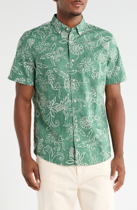 Hawaiian Gardenias Floral Button Down Shirt