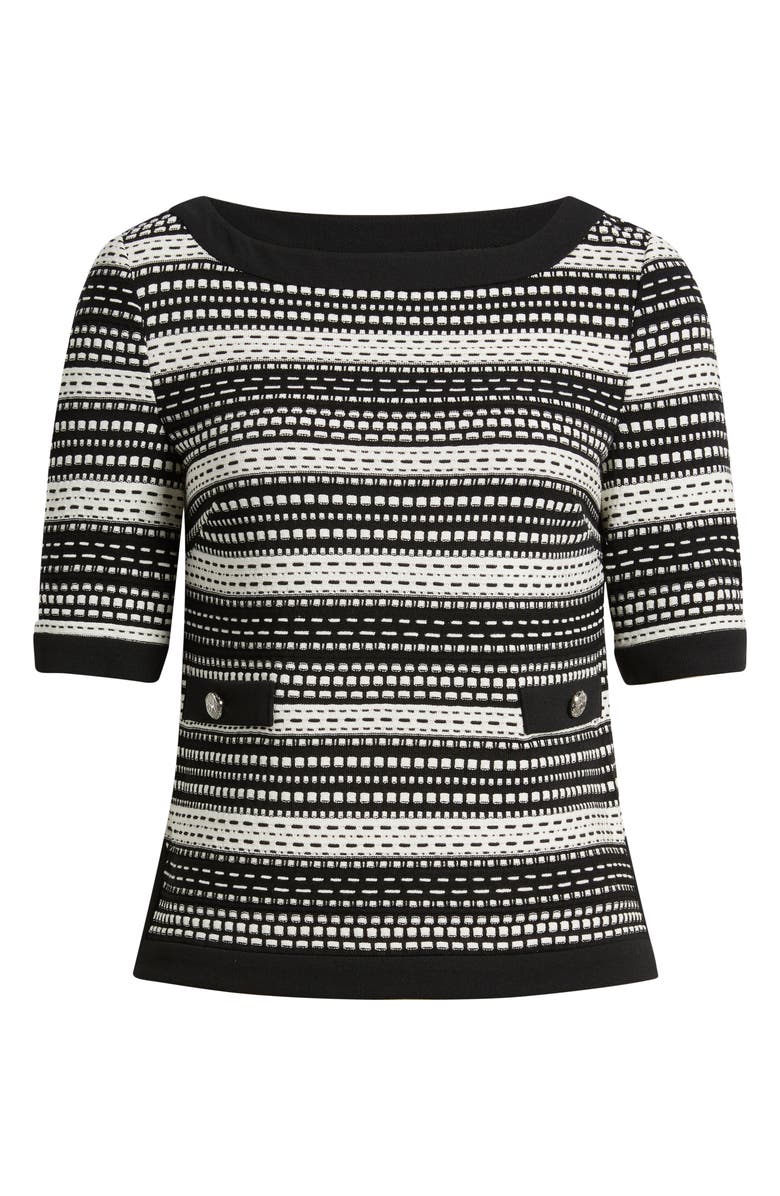 Ming Wang Stripe Knit Top, Main, color, Black/ Ivory