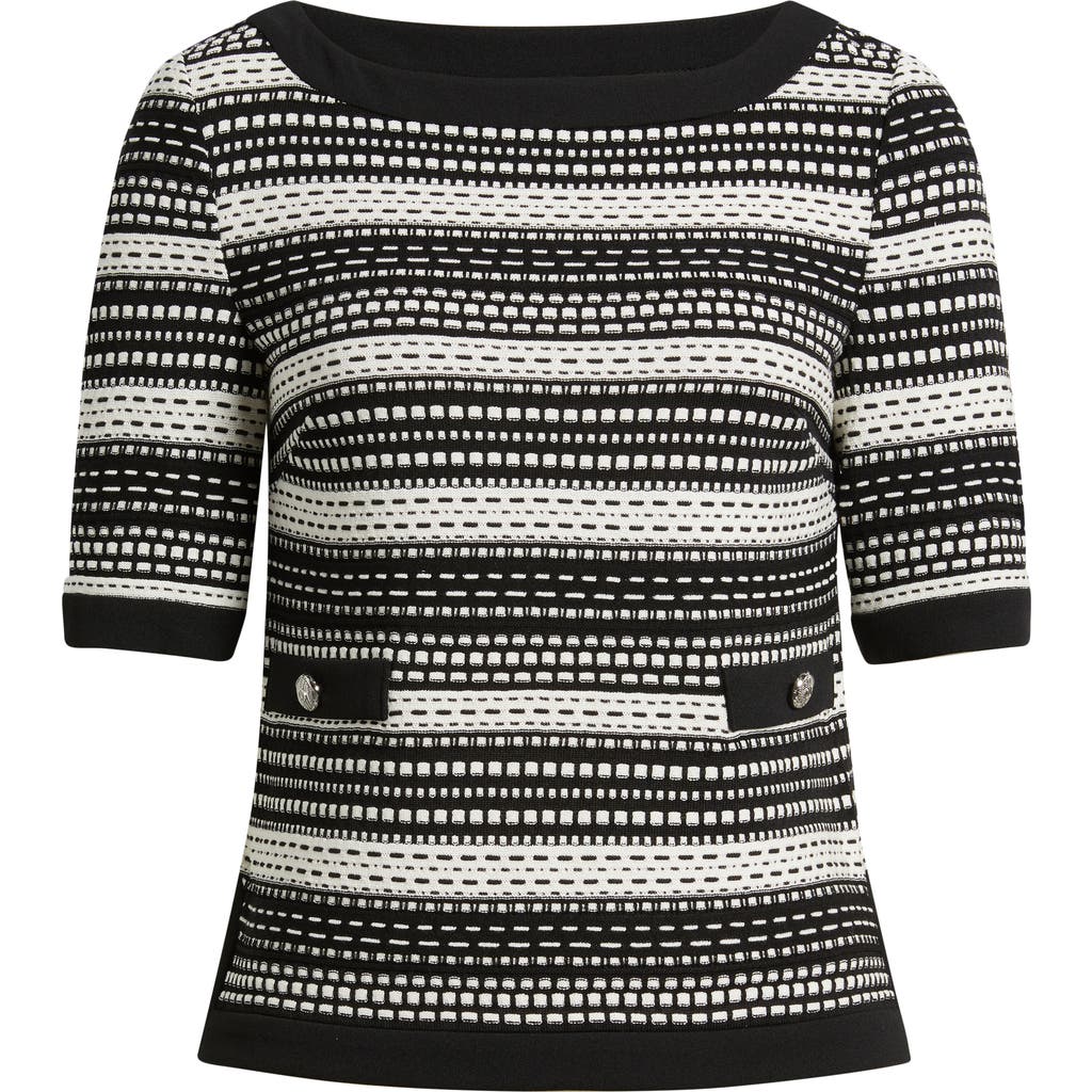 Ming Wang Stripe Knit Top In Multi