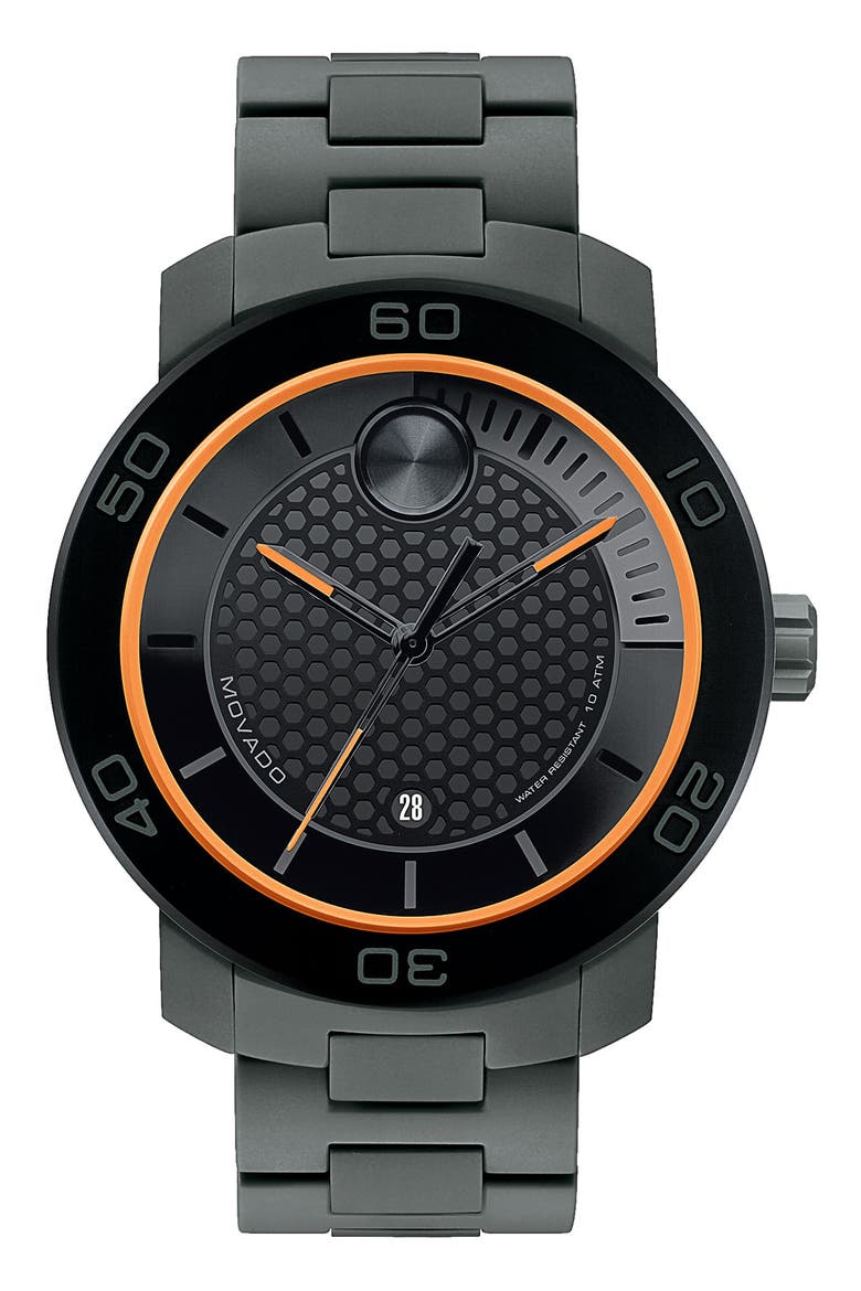 'Bold' Bracelet Watch, 46mm, Main, color, BLACK