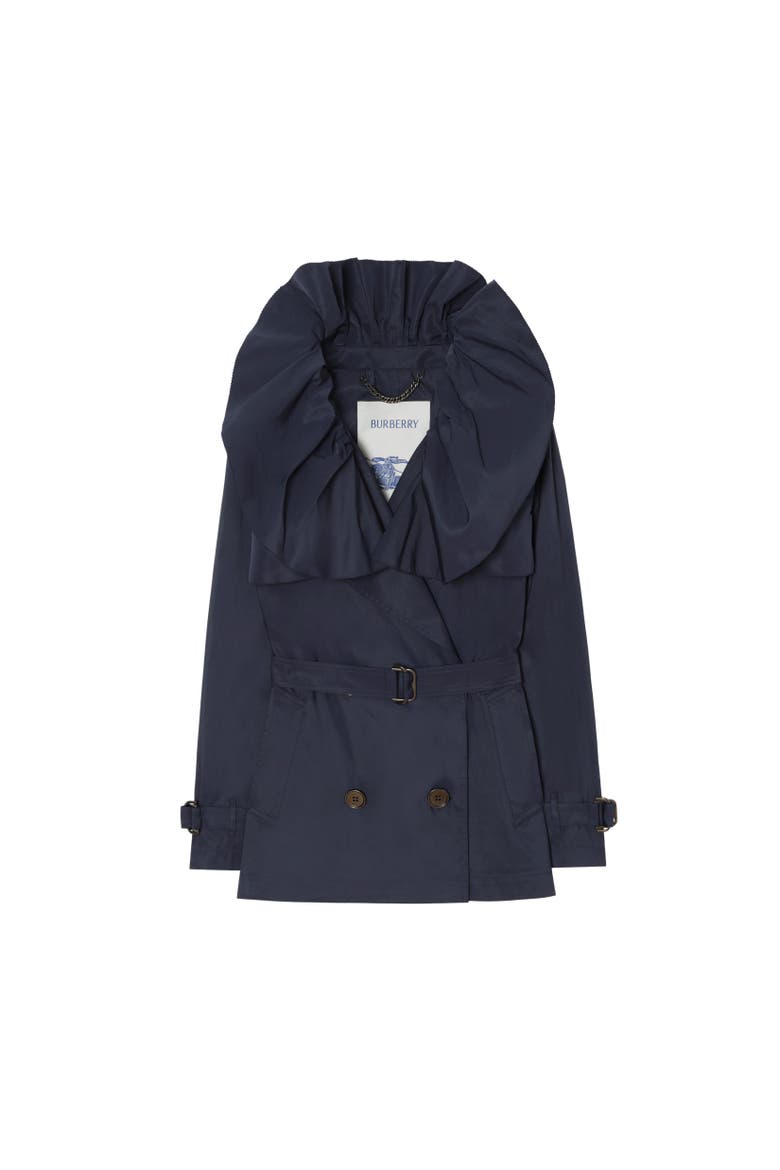 Faille Clare Trench Jacket, Alternate, color, Dark ink blue