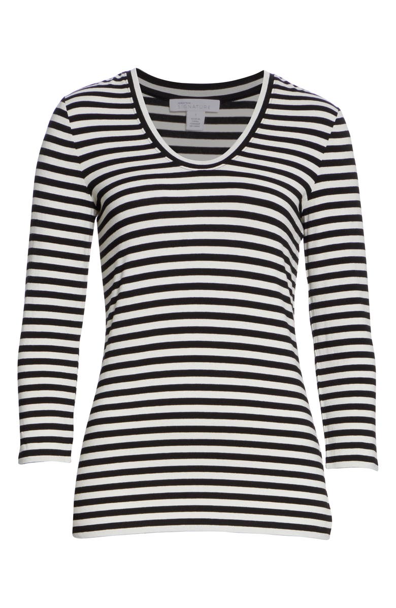 Nordstrom Signature Stripe V-Neck Tee, Alternate, color, 