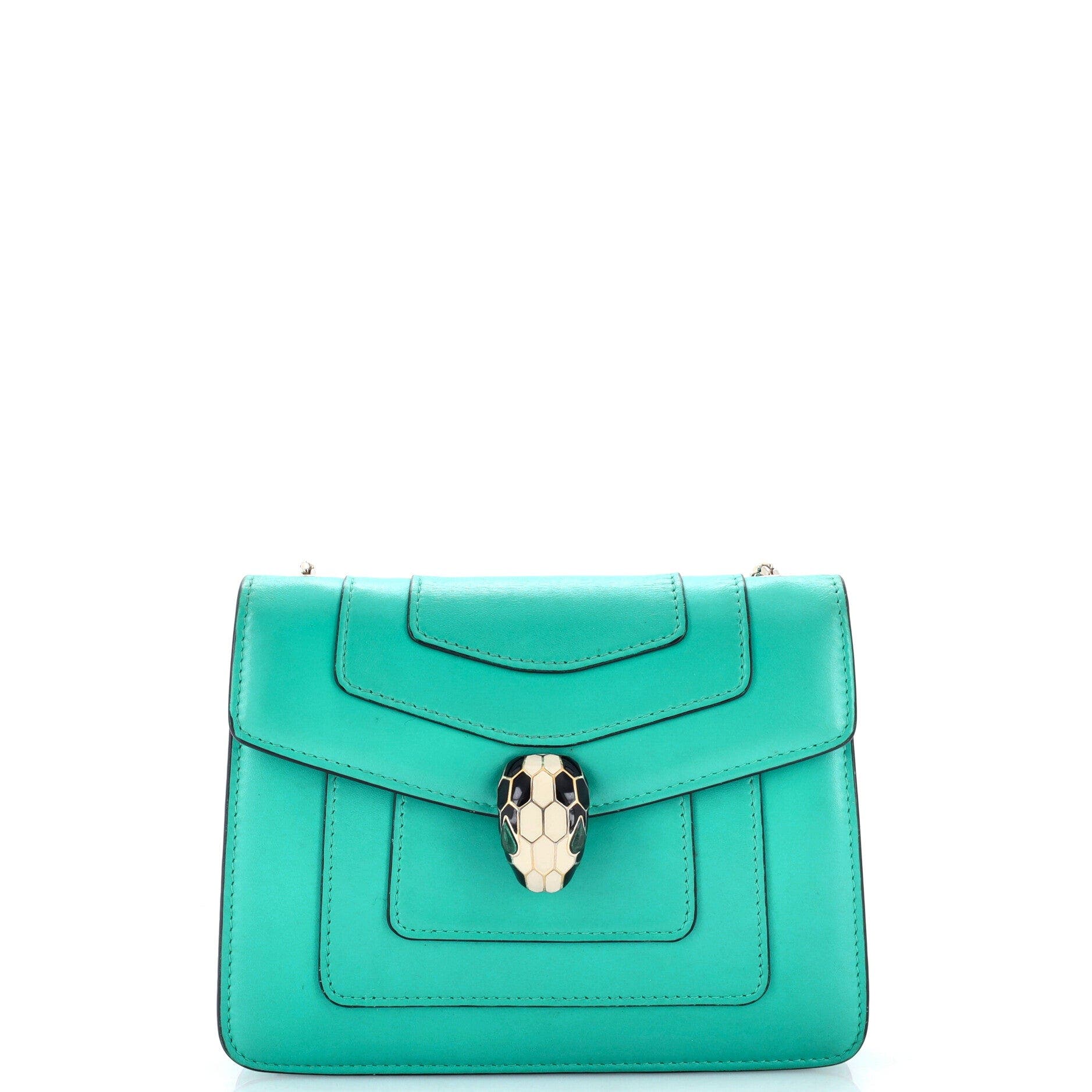 Serpenti Forever Square Shoulder Bag Leather Small, Main, color, Blue