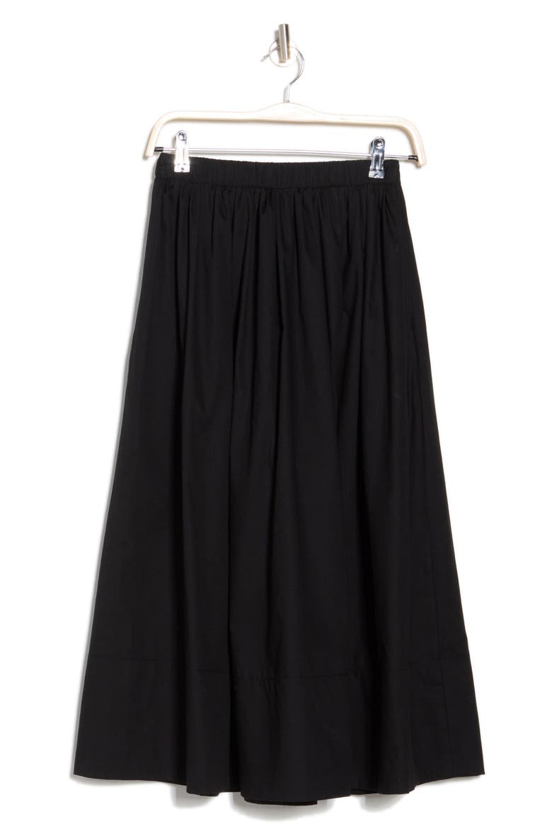 Poplin Midi Skirt, Alternate, color, BLACK
