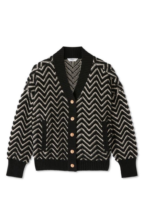 Lk Bennett Millie Chevron Pattern Cardigan In Black