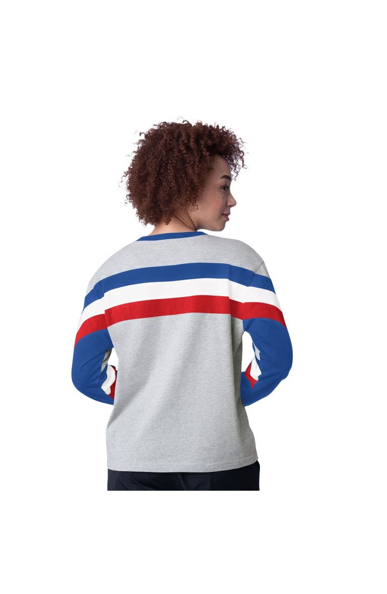 STARTER Women's Starter Heather Gray Chicago Cubs Triple A Fashion Color Block Long Sleeve Top, Alternate, color, Heather Gray