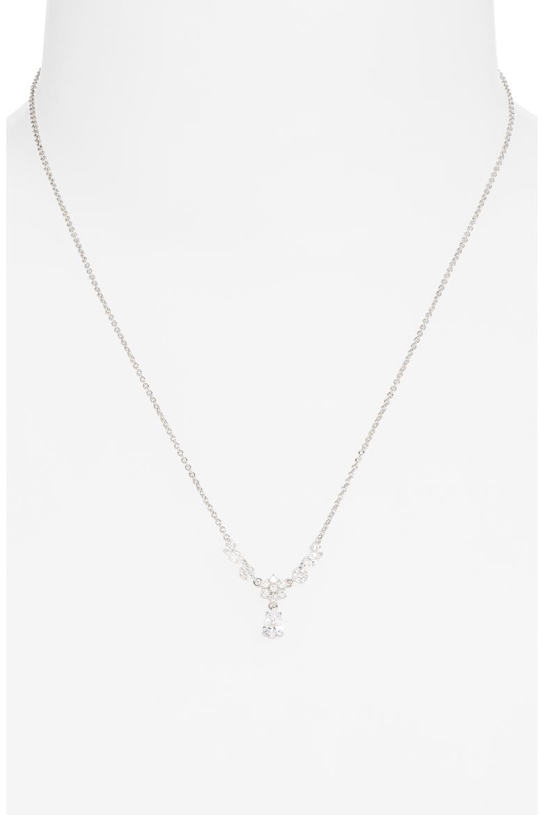 Midsummer Floral Frontal Necklace, Alternate, color, RHODIUM