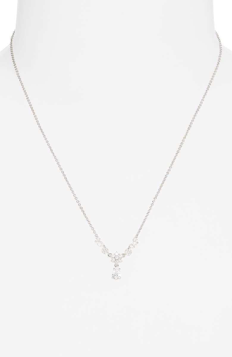 Nadri Midsummer Floral Frontal Necklace, Alternate, color, Rhodium