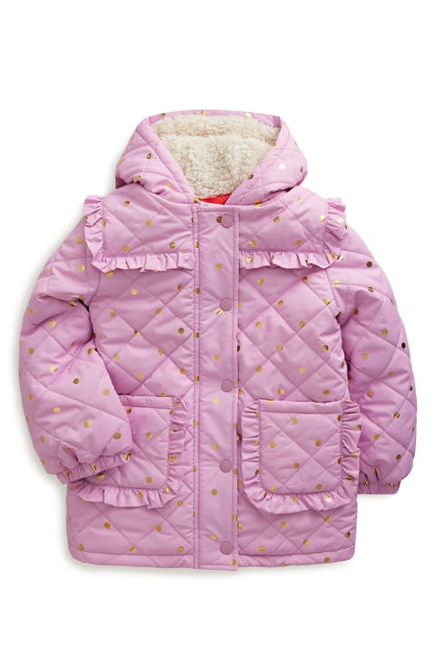 Kids' Foil Dot Ruffle Quilted Parka