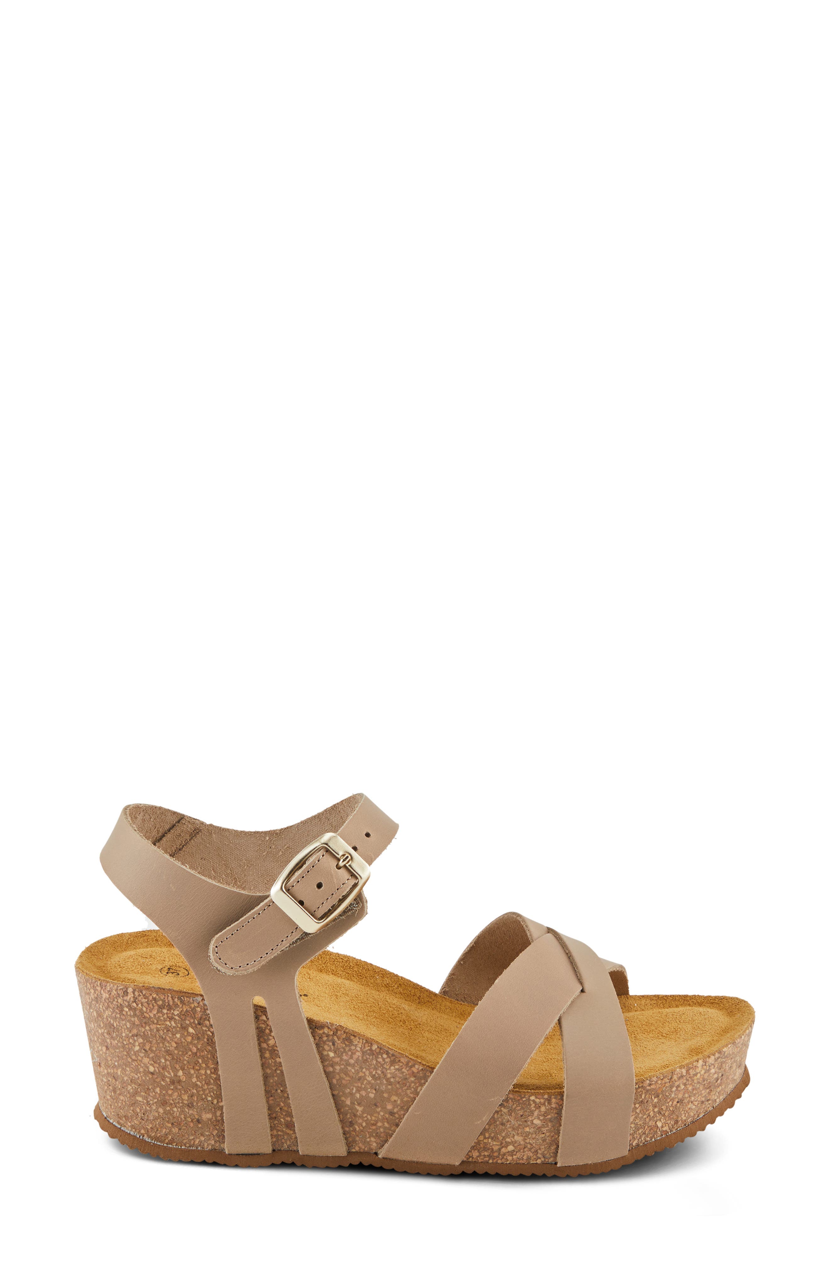 Burton Ankle Strap Platform Wedge Sandal, Alternate, color, TAUPE