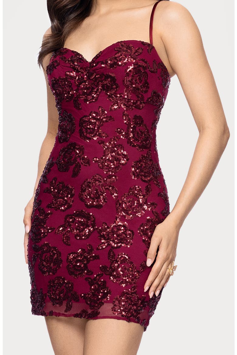 Floral Sequin Minidress, Alternate, color, WINE