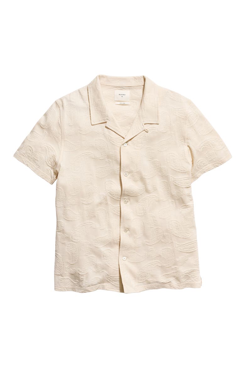 Numajiri Paisley Jacquard Cotton Camp Shirt, Alternate, color, TINTED WHITE