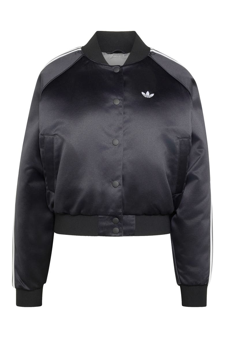 SST Satin Bomber Jacket, Alternate, color, BLACK/ WHITE/ GREY THREE/