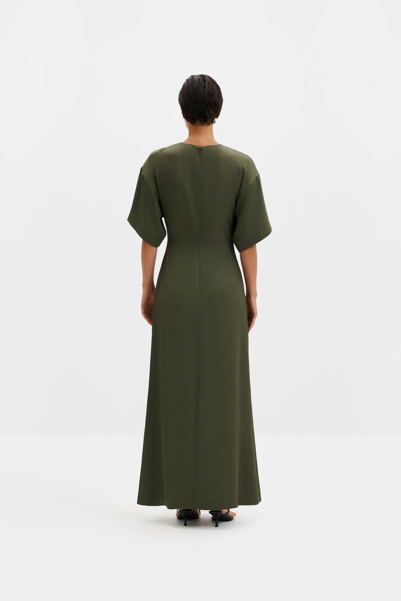 Zilla Brooch Detailed Maxi Dress, Alternate, color, Dusty Olive