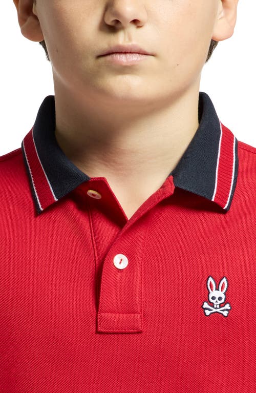 Psycho Bunny Kids' Mccoy Piqué Polo In Brilliant Red 2