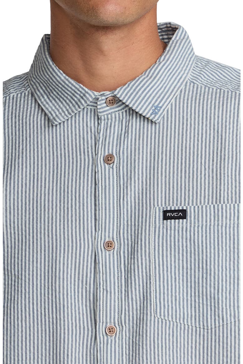 That'll Do Seersucker Short Sleeve Button-Up Shirt, Alternate, color, VINTAGE NAVY
