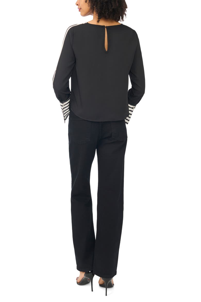 Stripe Accent Boat Neck Top, Alternate, color, JET BLACK