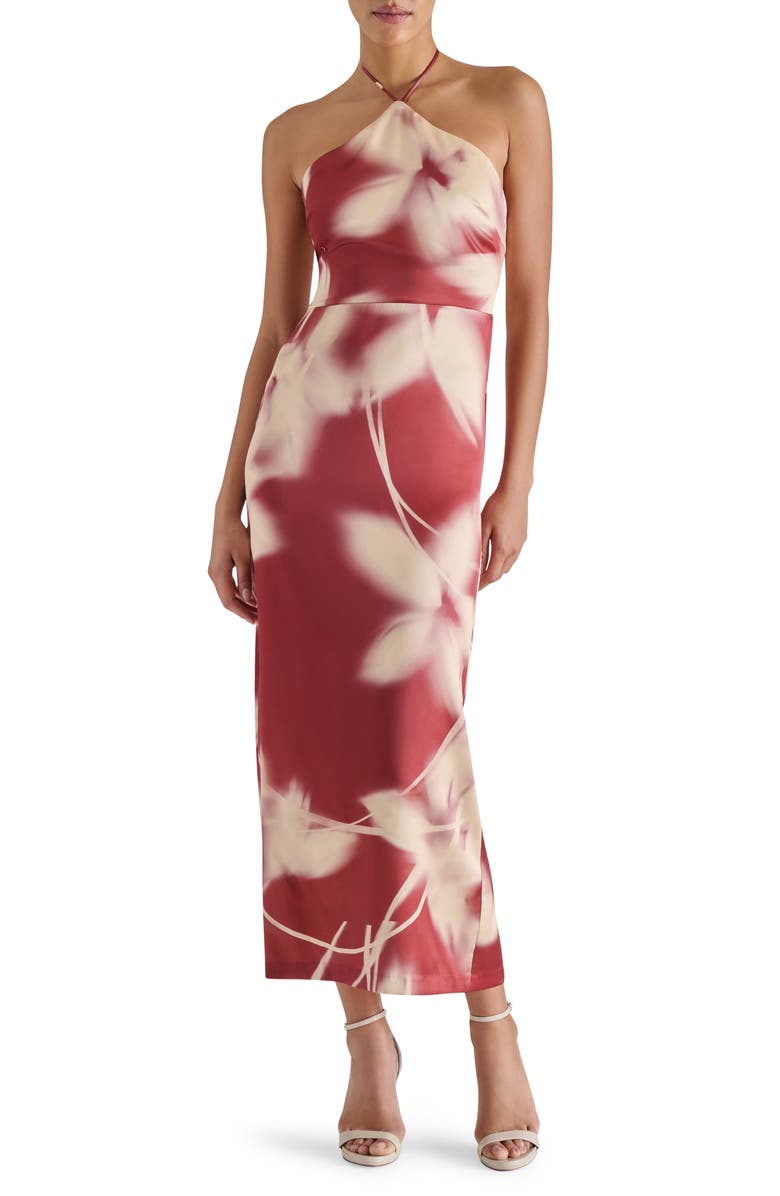 Steve Madden Oaklyn Floral Print Halter Dress, Main, color, Rust Multi
