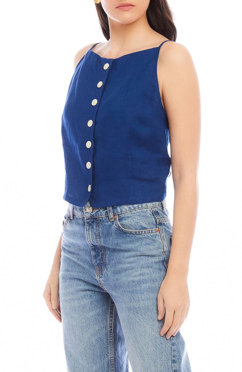 FIFTEEN TWENTY Elis Linen Button-Up Top, Alternate, color, Sea