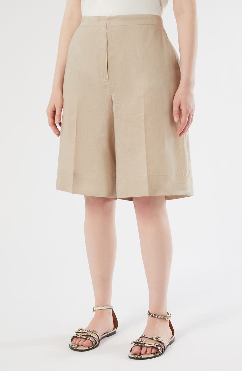 Marina Rinaldi Nodino Linen Shorts, Main, color, Beige