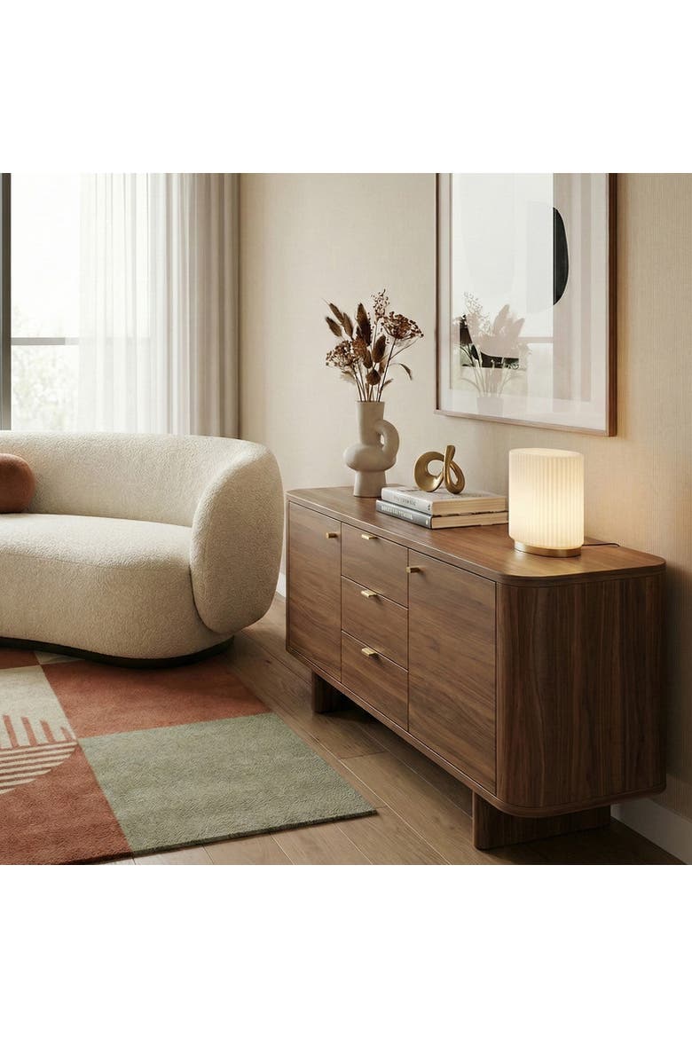 Lumi 7" Cream Matte Glass Dimmable LED Table Lamp with Oval Metal Base, Alternate, color, Cream