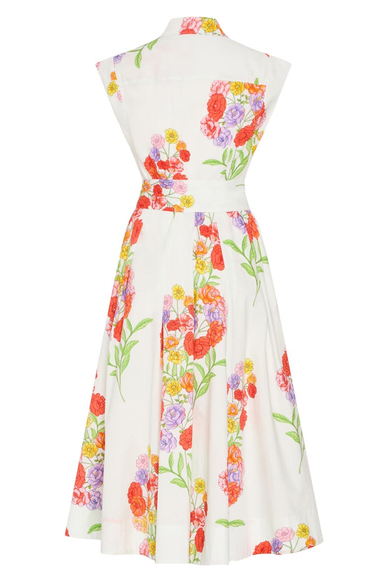 Jules Paris Bouquet Belted Midi Dress, Alternate, color, WHITE MULTI