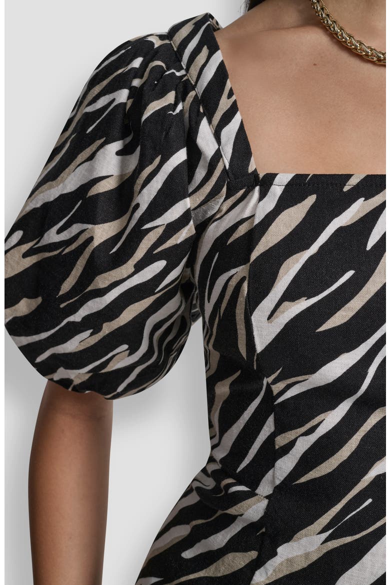 Zebra Print Puff Sleeve Minidress, Alternate, color, CONCRETE ANIMAL