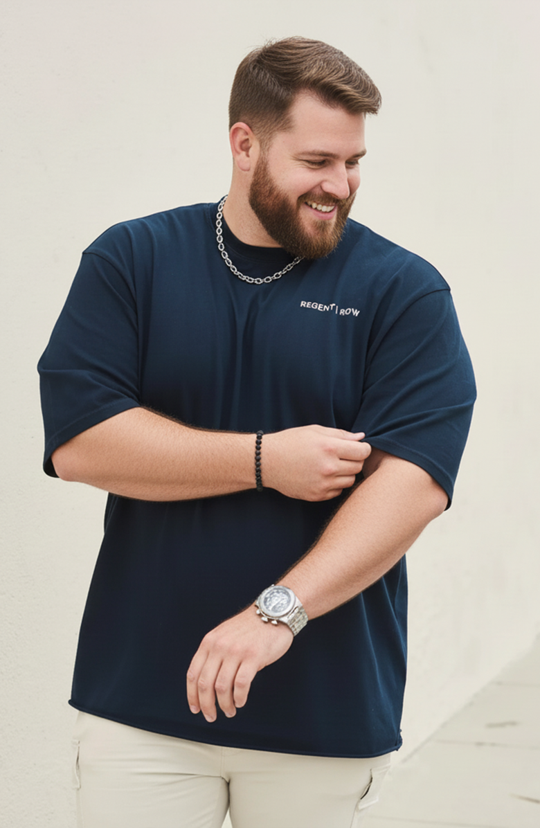 Regent Row Men’s Organic Cotton T-Shirt Navy Blue | Classic Crew Neck Short Sleeve Tee with Logo, Soft Breathable Casual Top, Alternate, color, Navy