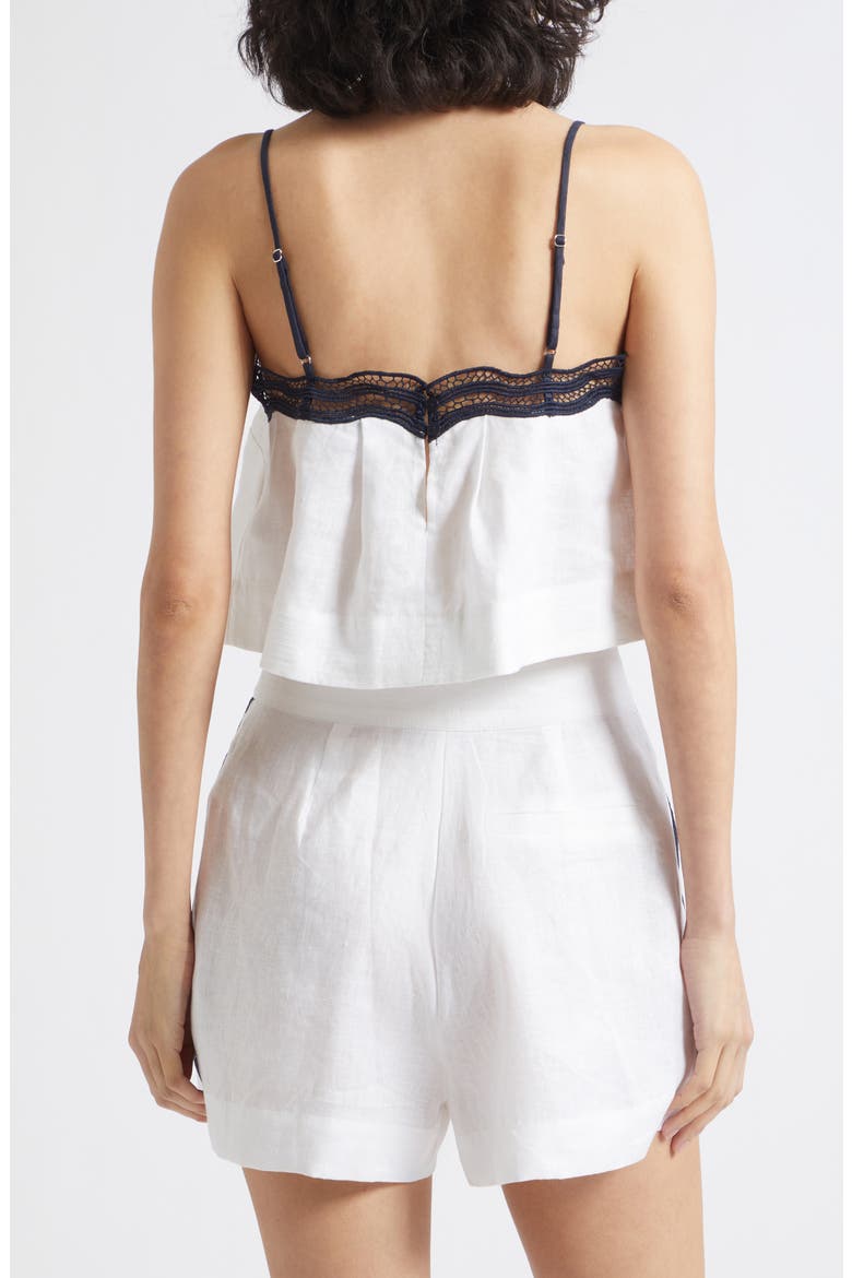 Felicity High Waist Lace Trim Linen Shorts, Alternate, color, IVORY/ NAVY