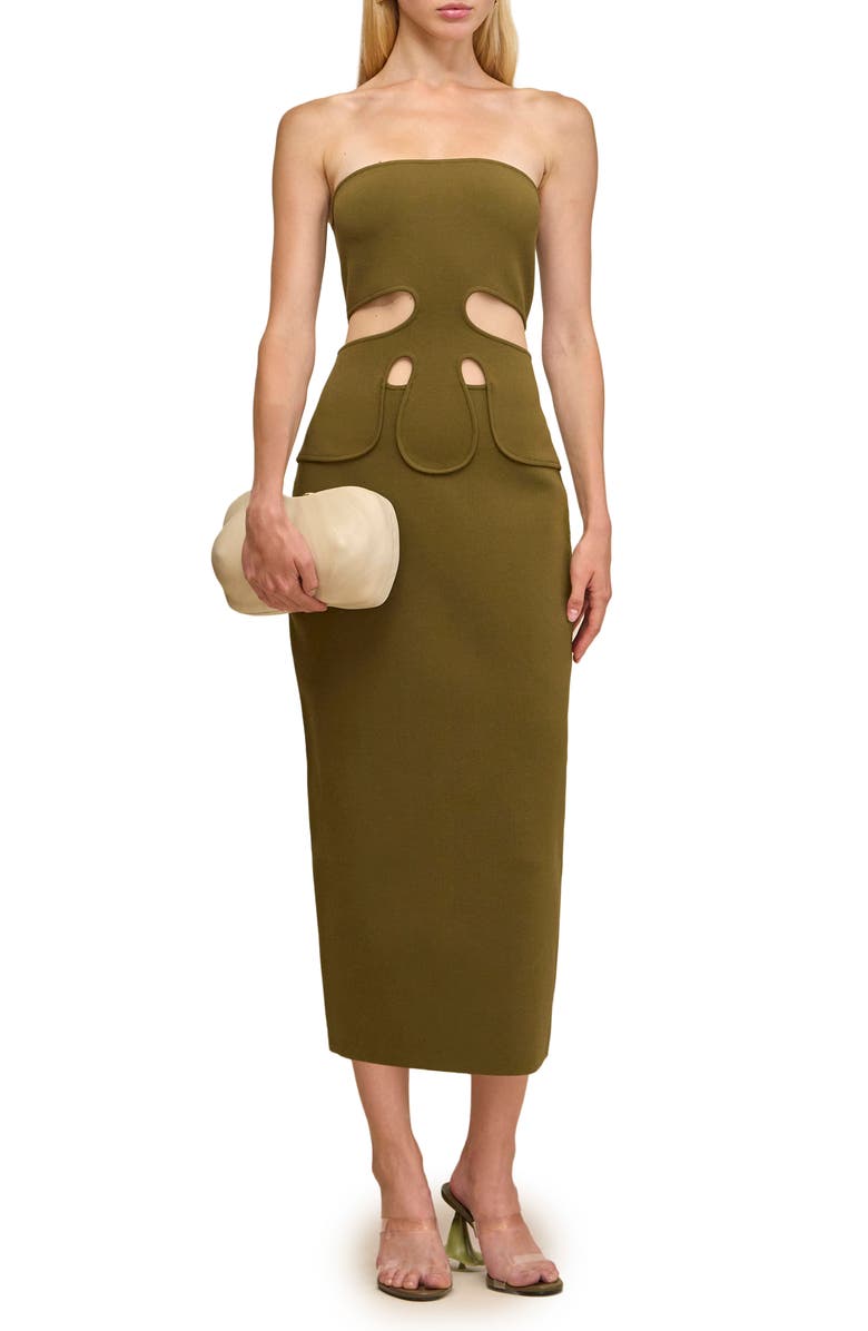 Cult Gaia Brunelo Cutout Detail Strapless Sweater Dress, Main, color, Rosemary