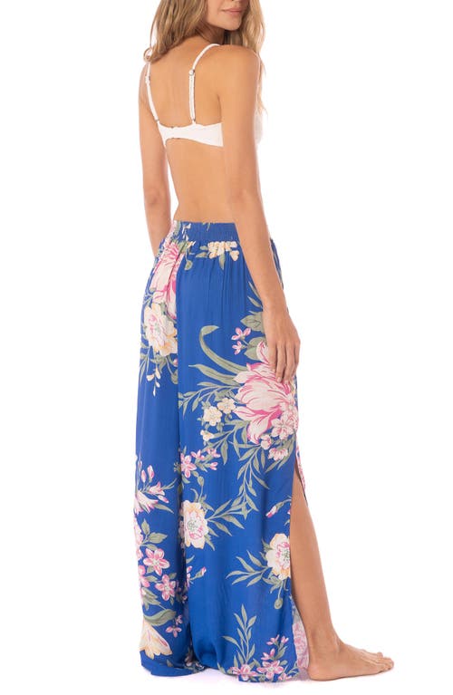 Maaji Floralia Ophelia Split Wide Leg Cover-up Pants In Blue Multicolor